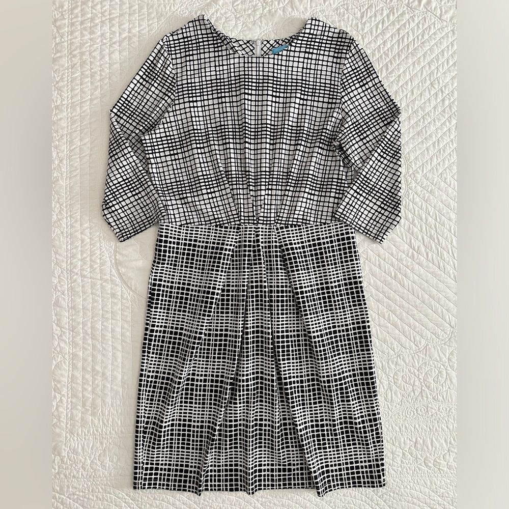 J. McLaughlin Catalina Cloth Mia Dress Black White Mod Matrix Women’s XL - Picture 10 of 10